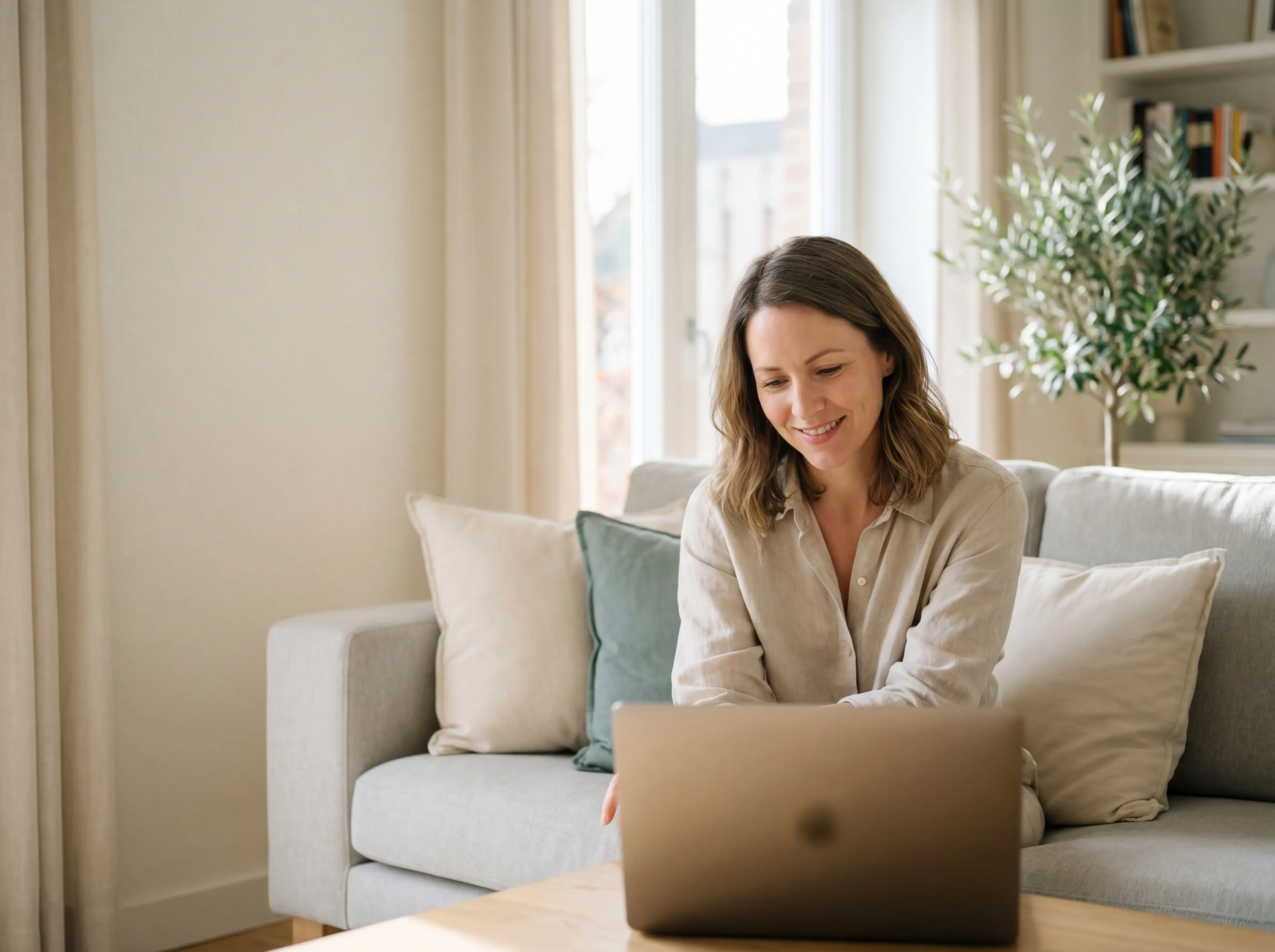 Patient completing an online prescription assistance application on a tablet at home